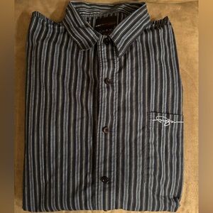 FUBU Blue and White Casual Button Down Shirt